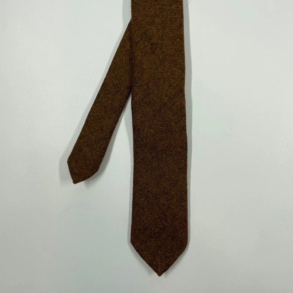 Pierrepont Hicks Brown Wool Tweed Skinny Necktie Mens OS